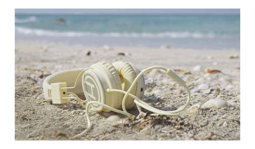 Hindenburg Pro Headphones on tropical Desert Island Beach
